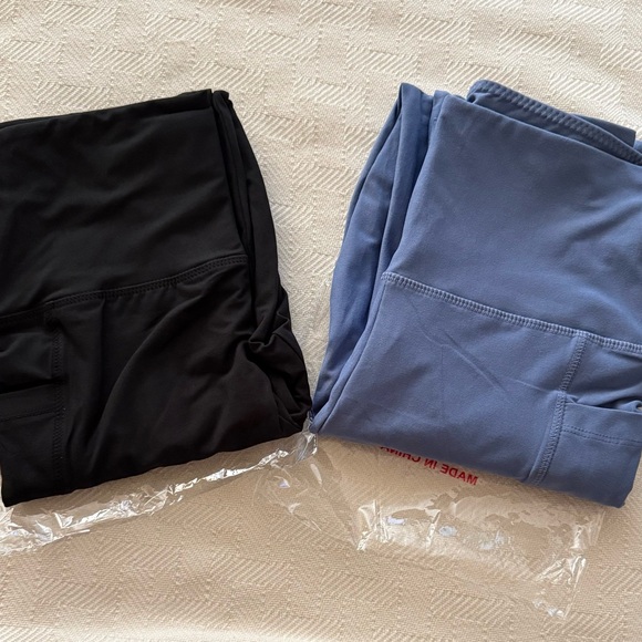 Hmuuo Pants - Women’s Hmuuo Black & Blue Soft Yoga Pants, Size S/M, 2 Pair, New!